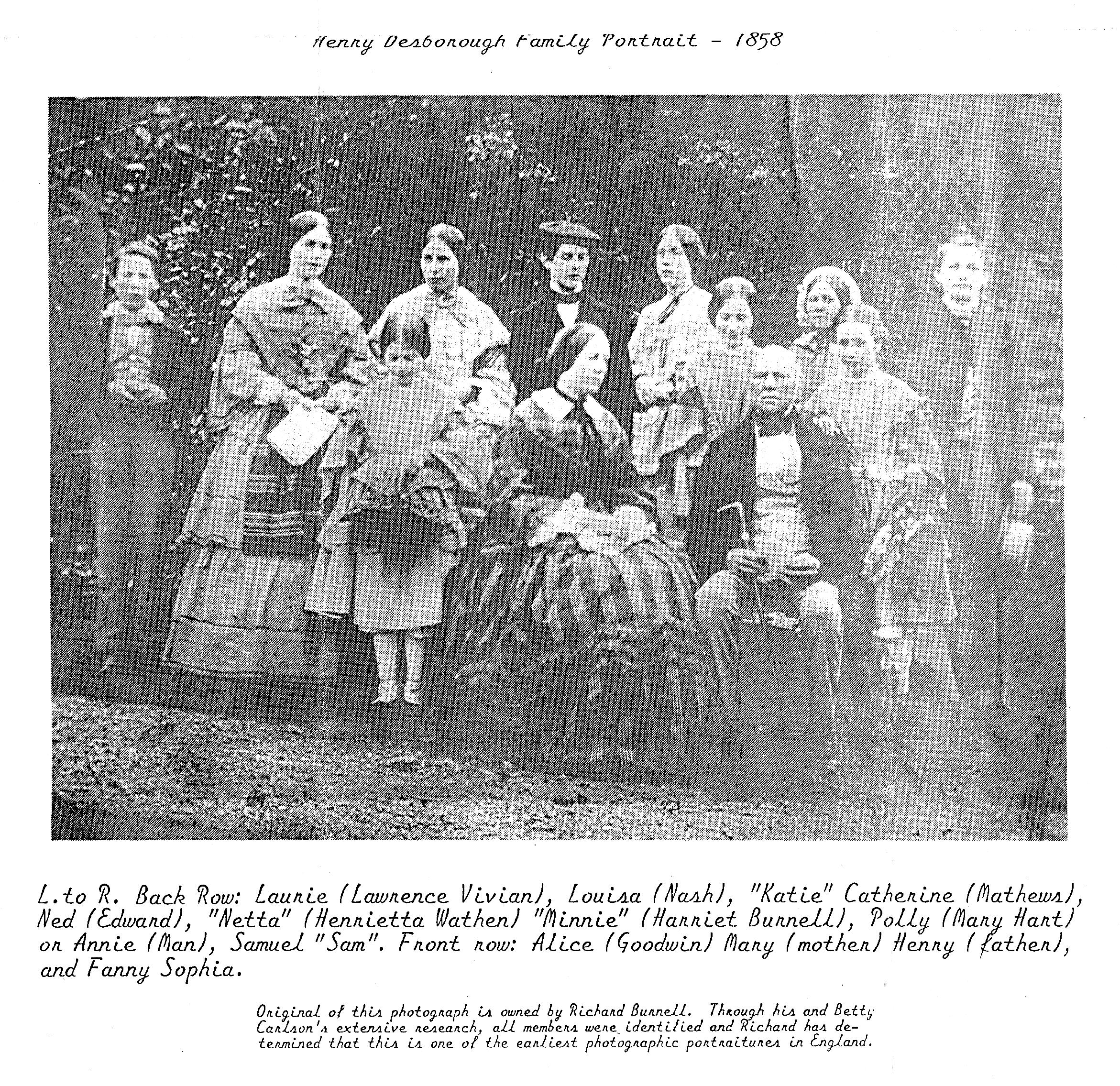 The Desborough Family at Broadgate Villa, Bellaire, Pilton in 1858