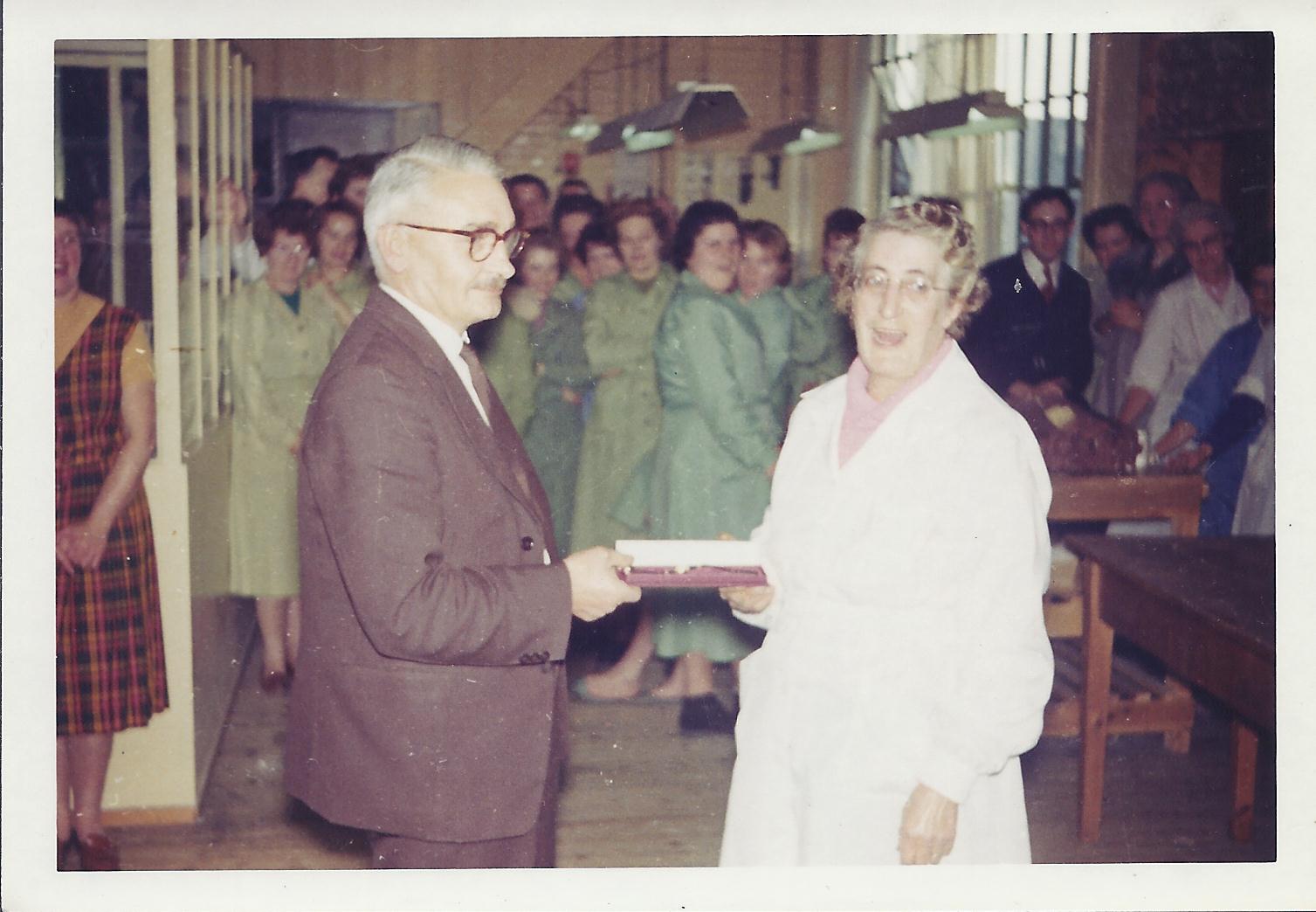 Flo Stills Retirement from Pilton Glove Factory in about 1964
