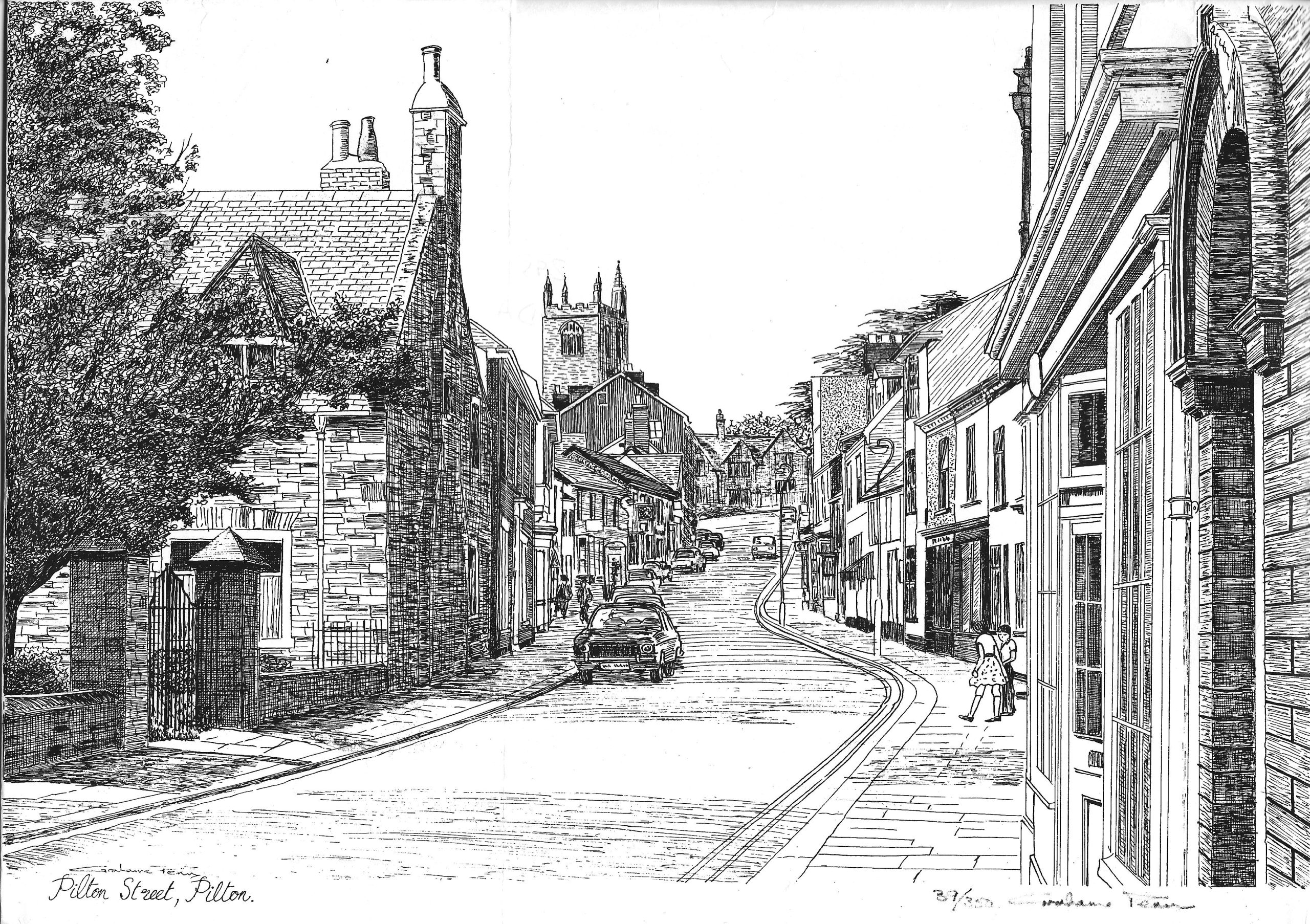 Drawing of Pilton Street by Graham Penn