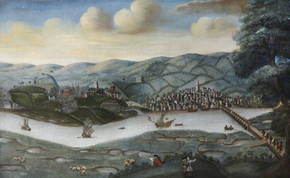View of Barnstaple and Pilton from Sticklepath, Circa 1740, by an unknown artist.