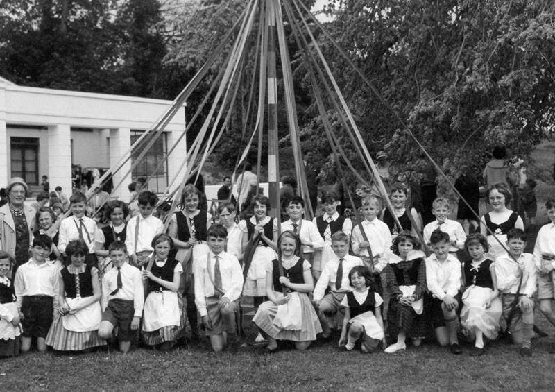 Maypole Dancing outside Pilton House during the early 1960s
