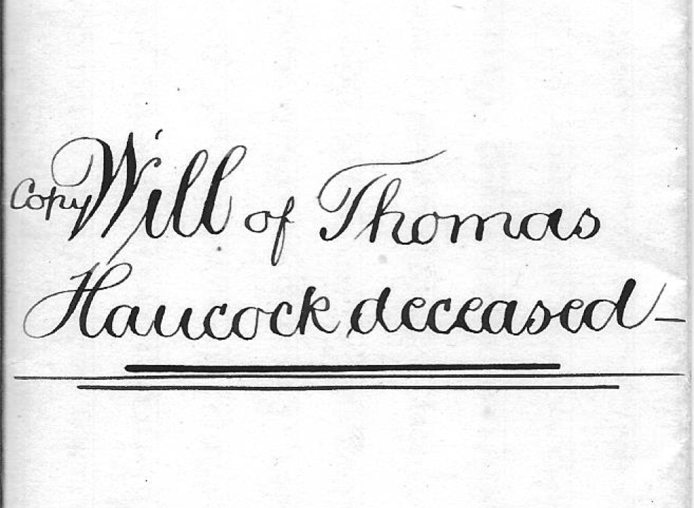 The Last Will and Testament of Thomas Hancock 1877
