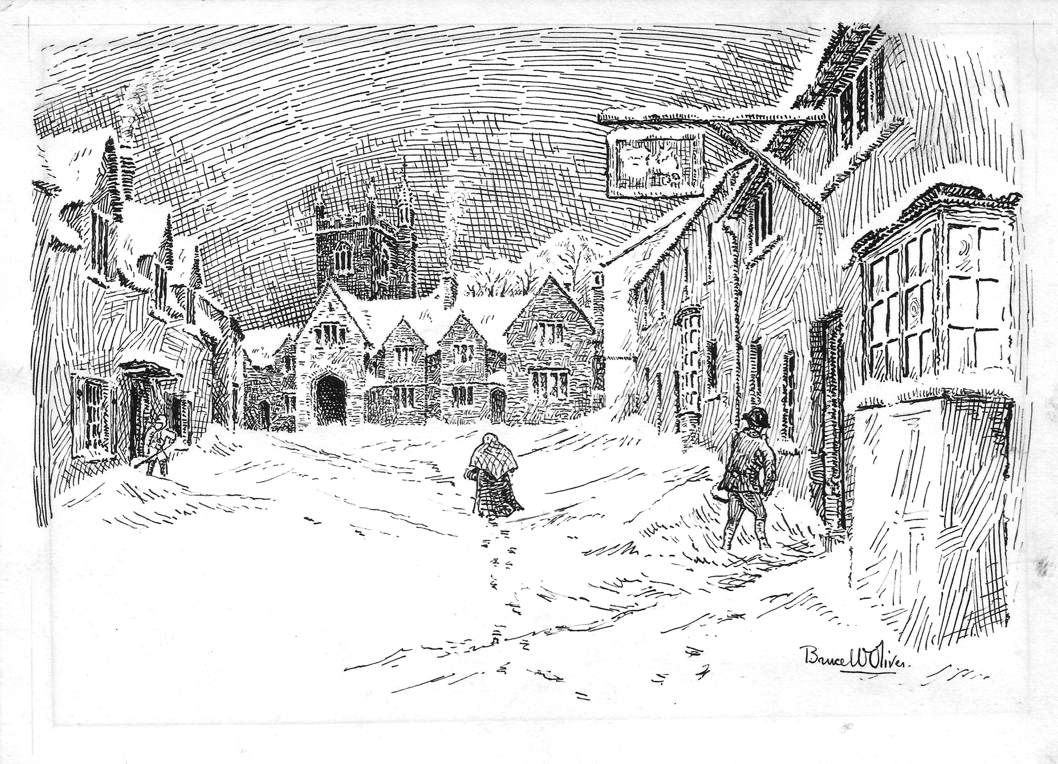 Pilton Street in the Snow in 1924 by Bruce William Oliver