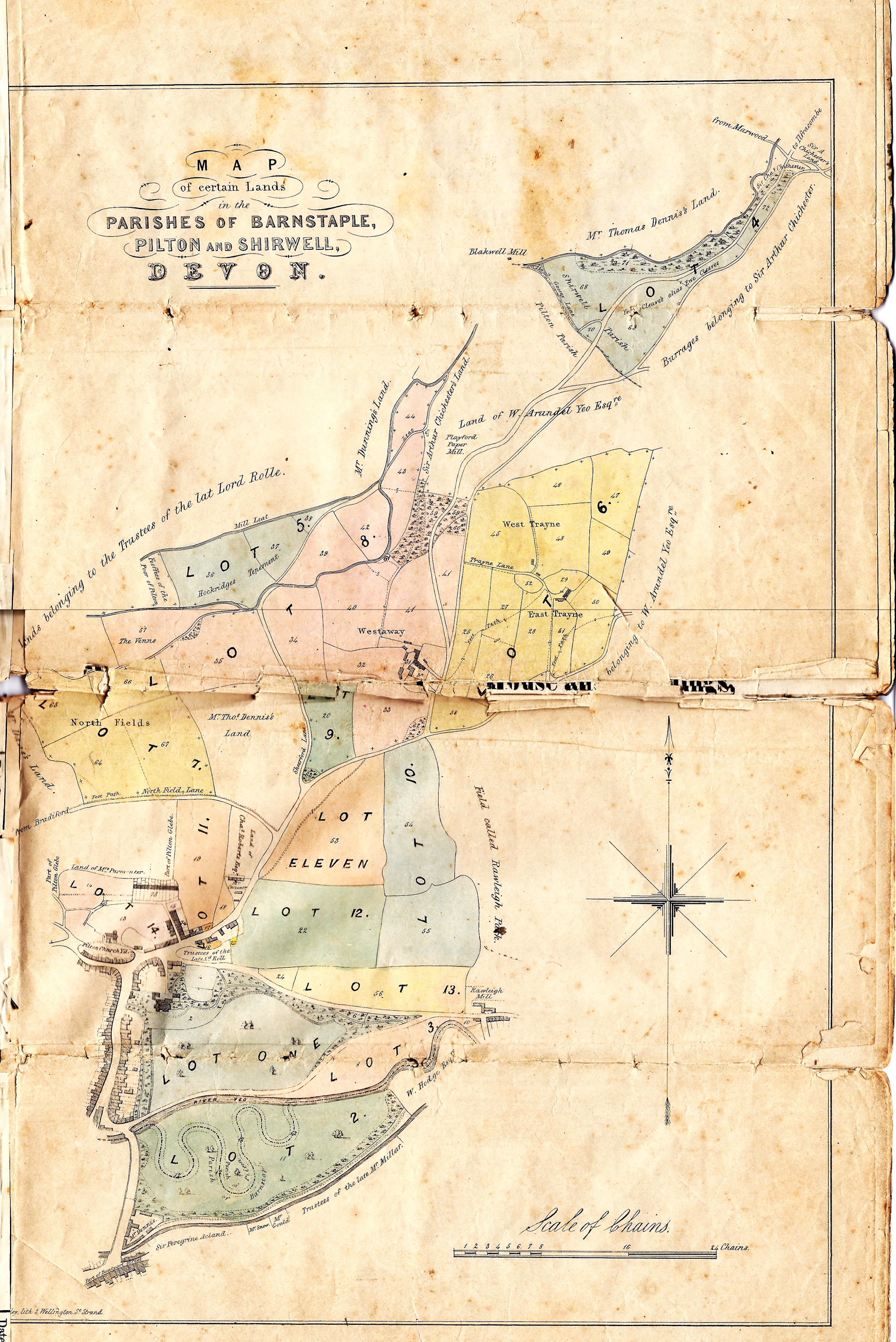 Plan of the Pilton House Estate sold by auction in October 1849